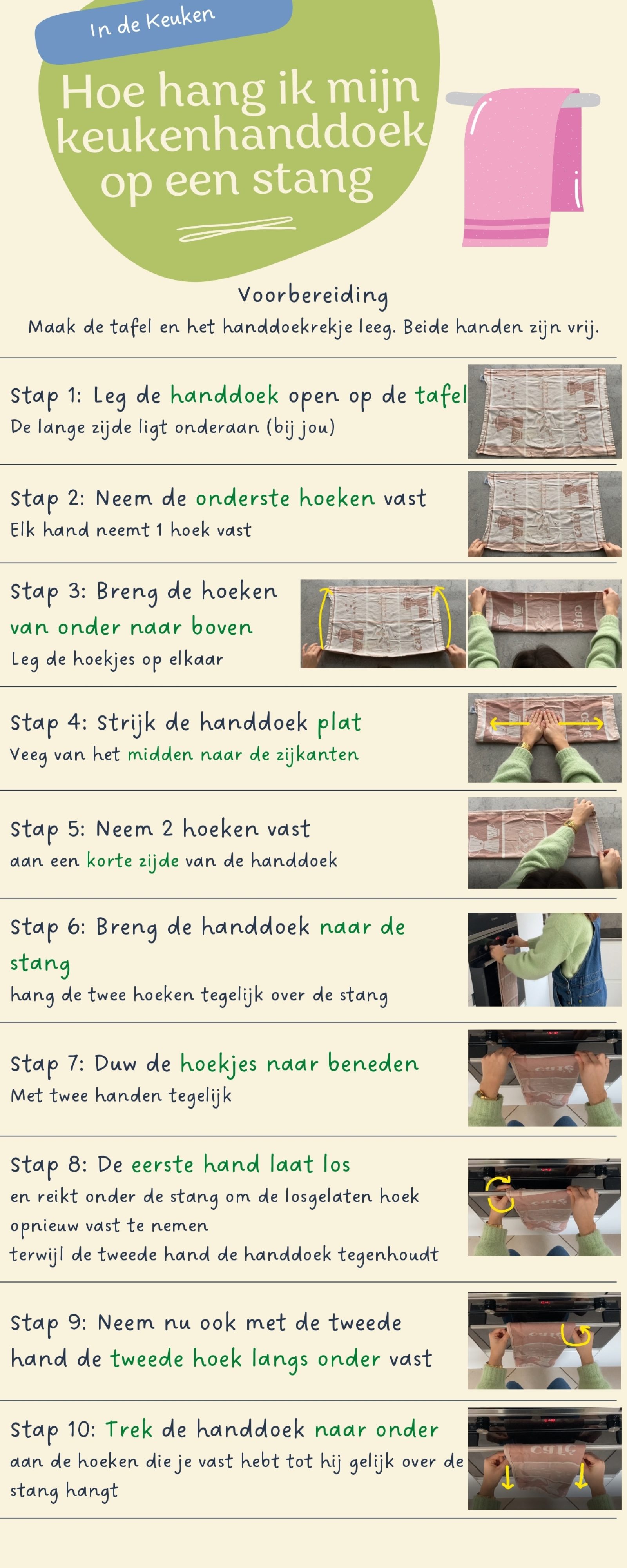 Stappenplan handdoek ophangen