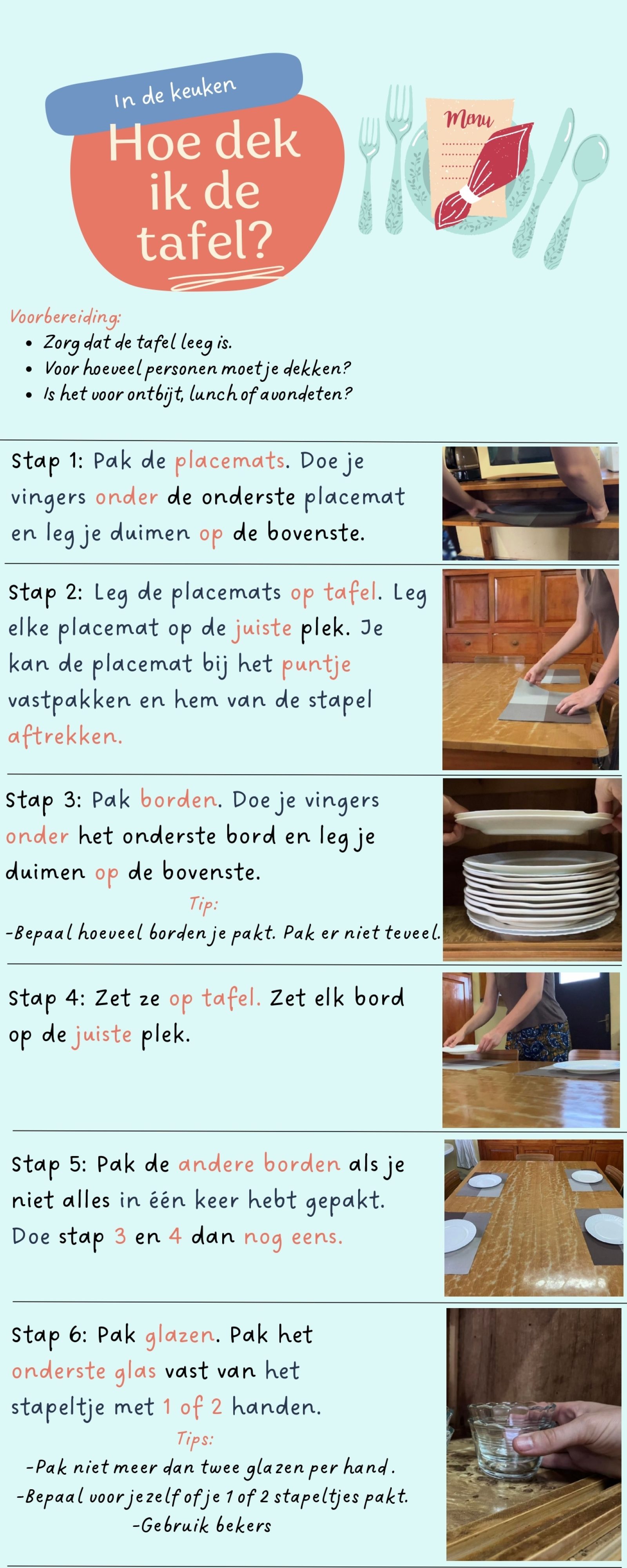 Stappenplan tafel dekken 1