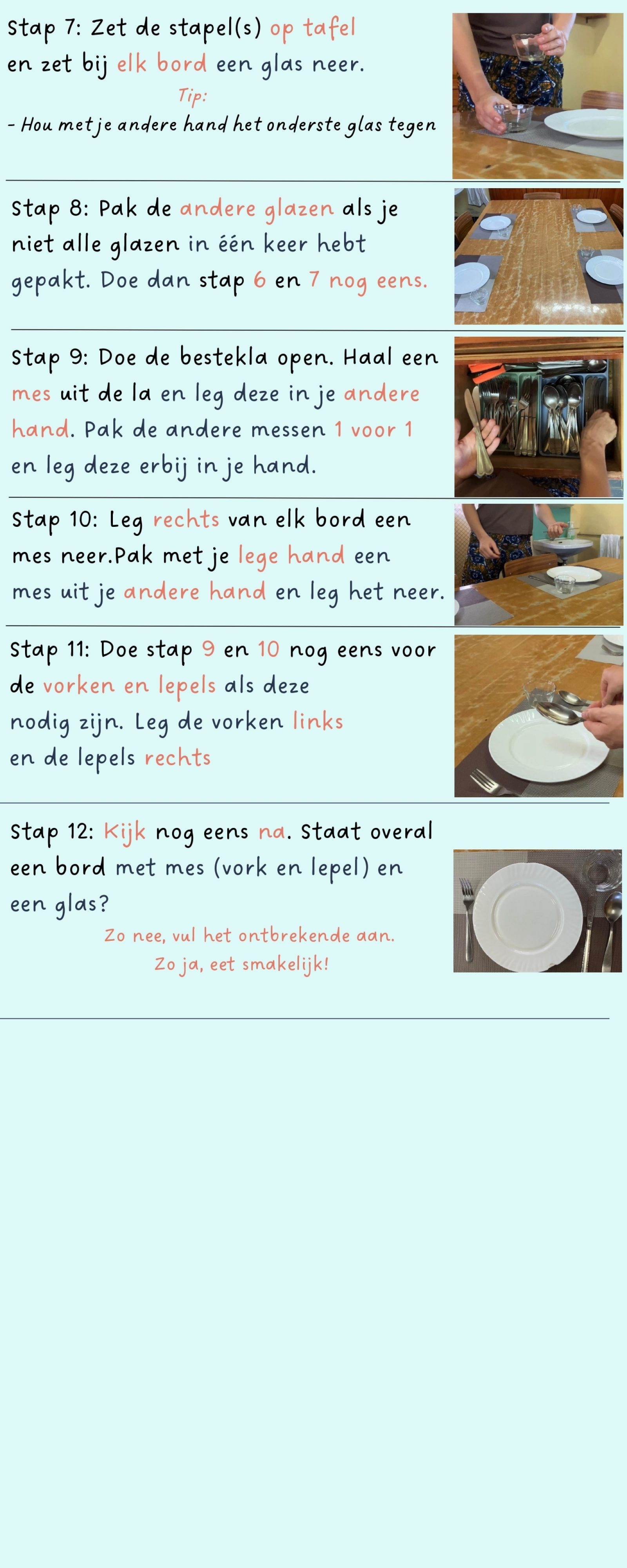 Stappenplan tafel dekken 2